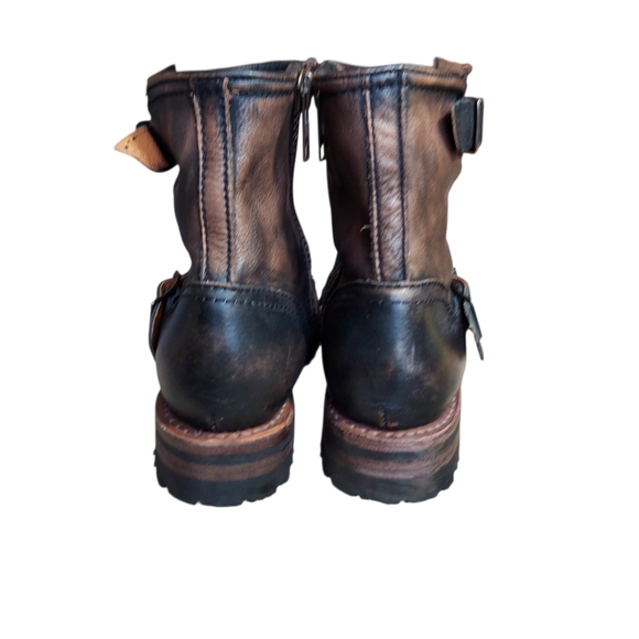 Freebird Harley Brown Black Leather Distressed Combat Moto Boots  Women's - Picture 5 of 16